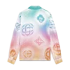 Camisas de seda de manga comprida com logótipo em meio-tom