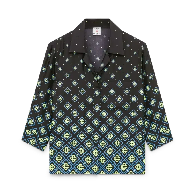 Camisas de seda de manga comprida com monograma degradê