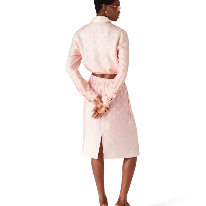 Camisas de seda de manga comprida com monograma degradê