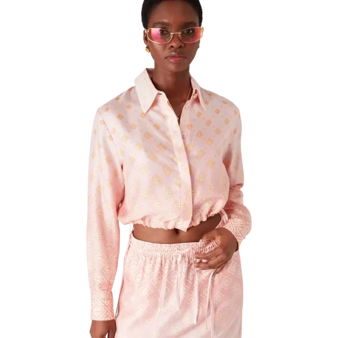 Camisas de seda de manga comprida com monograma degradê