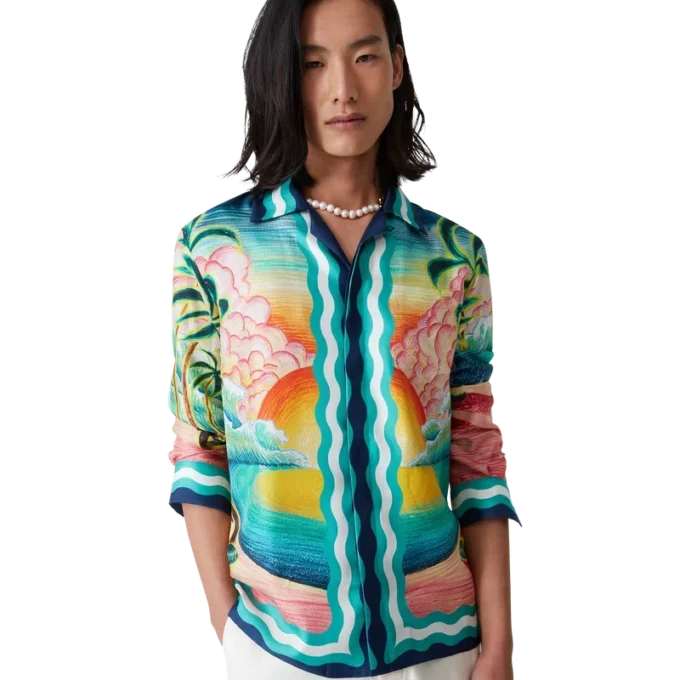 Camisas de seda de manga comprida Danse De La Mer Camisas de seda de manga comprida Danse De La Mer