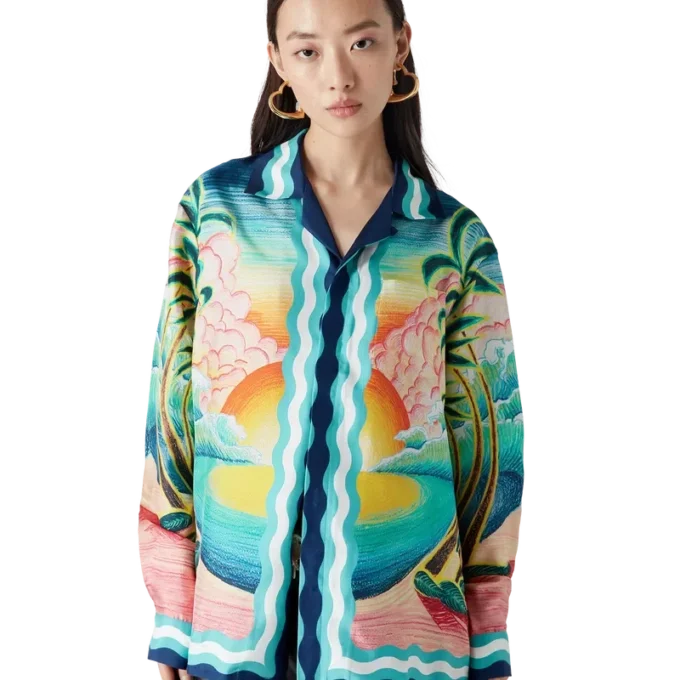 Camisas de seda de manga comprida Danse De La Mer Camisas de seda de manga comprida Danse De La Mer