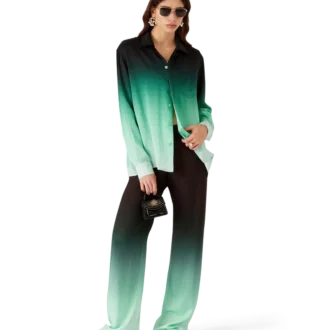 Camisas de seda de manga comprida em jacquard Gradient Ping Pong