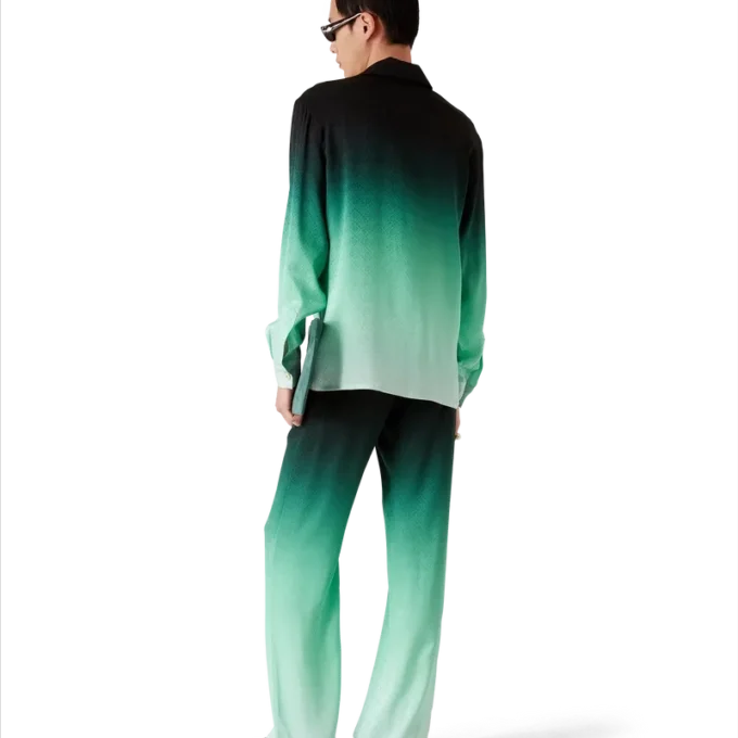 Camisas de seda de manga comprida em jacquard Gradient Ping Pong Camisas de seda de manga comprida em jacquard Gradient Ping Pong