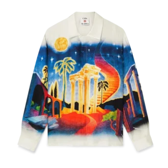 Camisas de seda de manga comprida Midnight Acropolis