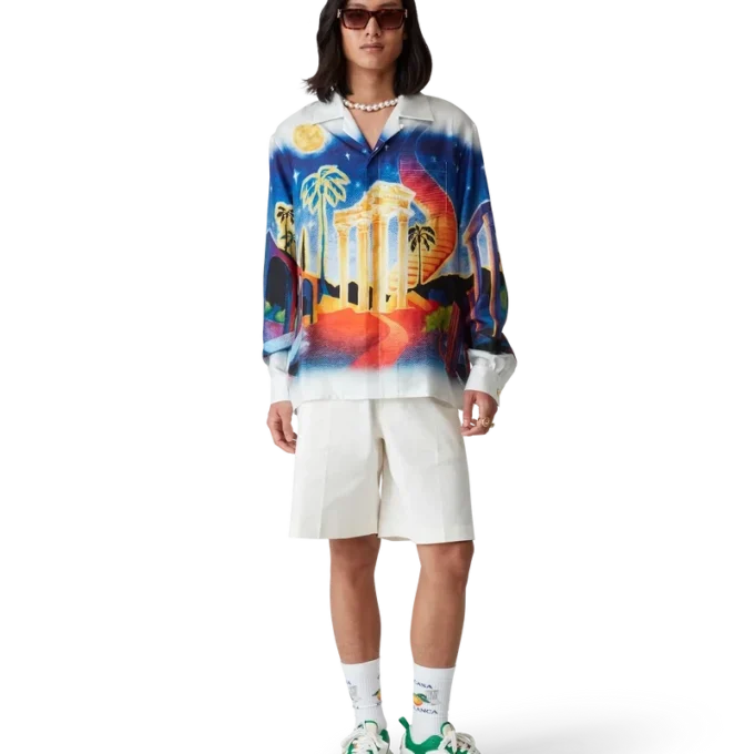 Camisa de seda Midnight Acropolis