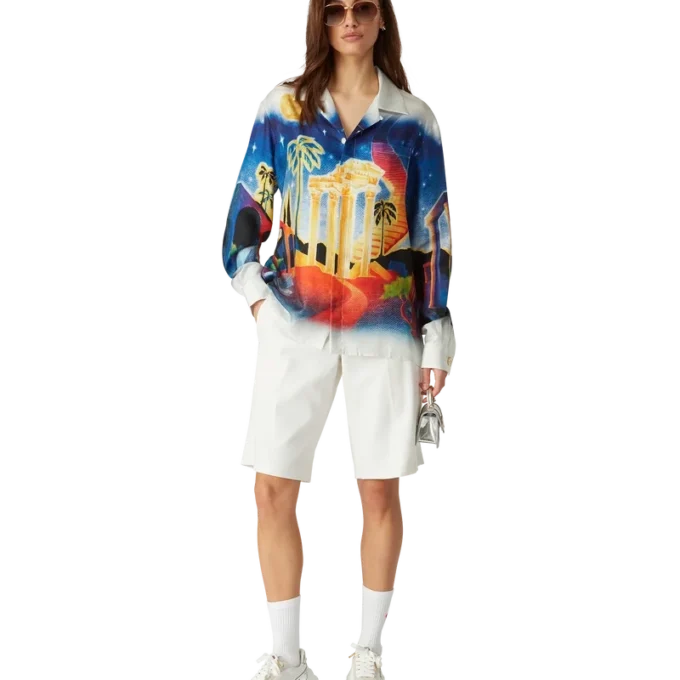 Camisa de seda Midnight Acropolis