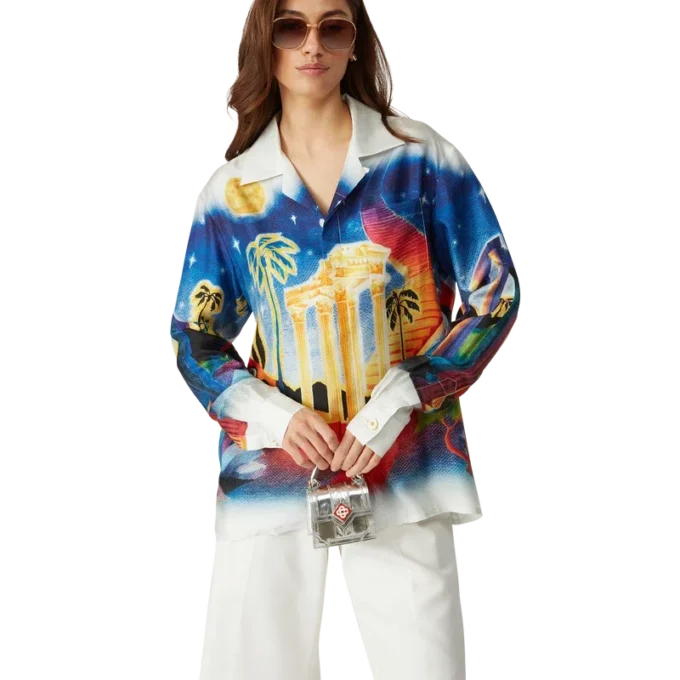 Camisa de seda Midnight Acropolis