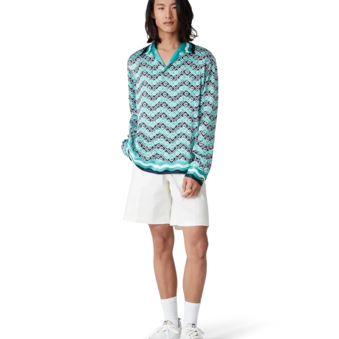Camisas de seda de manga comprida Monogram Wave Camisas de seda de manga comprida Monogram Wave