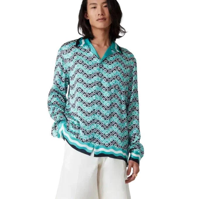 Camisas de seda de manga comprida Monogram Wave Camisas de seda de manga comprida Monogram Wave