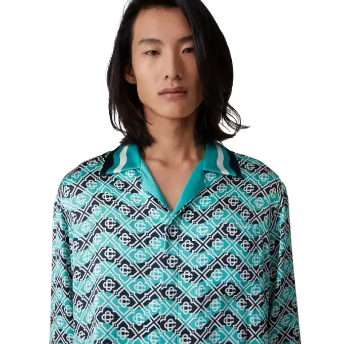 Camisas de seda de manga comprida Monogram Wave Camisas de seda de manga comprida Monogram Wave
