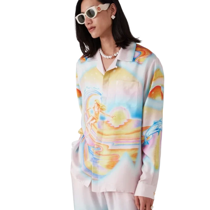 Camisas de seda de manga comprida Psychedelic Nirvana Camisas de seda de manga comprida Psychedelic Nirvana