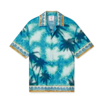 Camisas de seda de manga curta com emblema Poolside