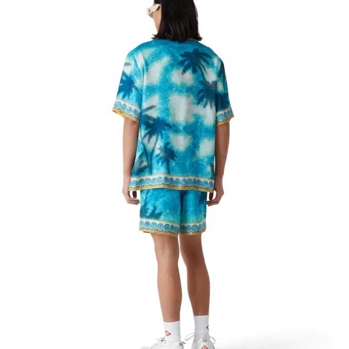 Camisas de seda de manga curta com emblema Poolside