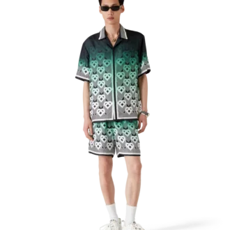 Camisas de seda de manga curta com monograma em degradê
