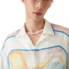 Camisas de seda de manga curta Fuji Dream