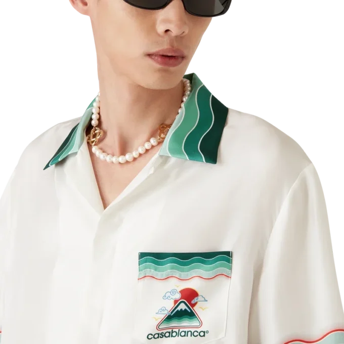 Camisas de seda de manga curta Montagne Ondulée Camisas de seda de manga curta Montagne Ondulée