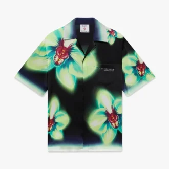 Camisas de seda de manga curta Orchid Glitch