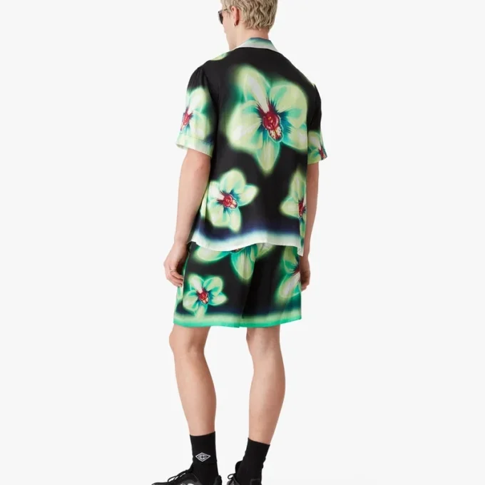 Camisas de seda de manga curta Orchid Glitch Camisas de seda de manga curta Orchid Glitch