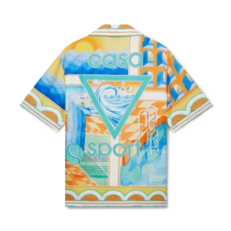 Camisas de seda de manga curta Surreal Pool