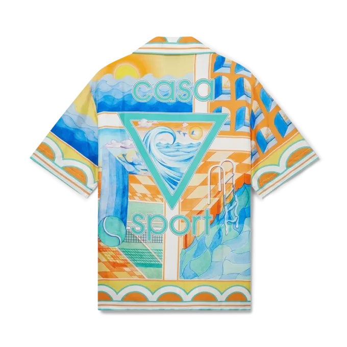 Camisas de seda de manga curta Surreal Pool Camisas de seda de manga curta Surreal Pool