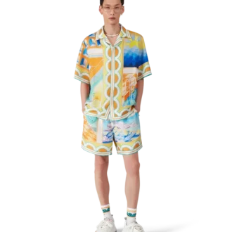 Camisas de seda de manga curta Surreal Pool