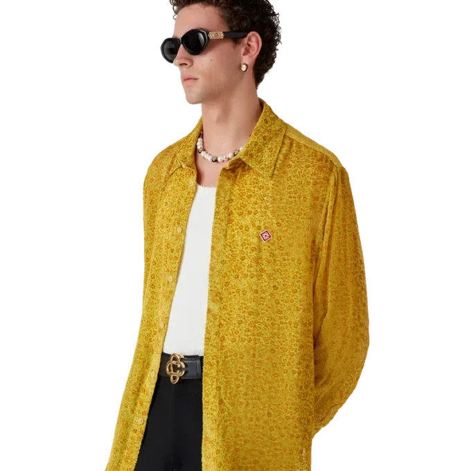 Camisas de seda Devora com padrão floral Camisas de seda Devora com padrão floral