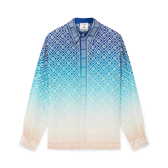 Camisas de seda jacquard com degradê