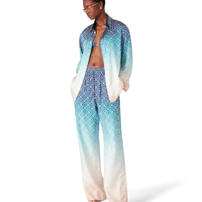 Camisas de seda jacquard com degradê