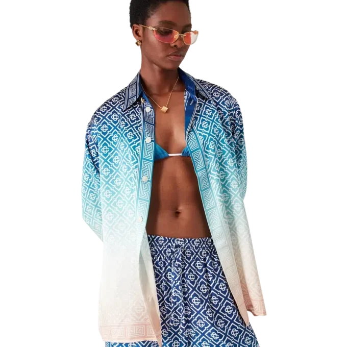 Camisas de seda jacquard com degradê