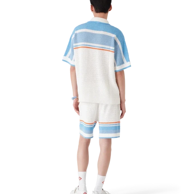 Camisas de ténis de algodão de croché de manga curta Camisas de ténis de algodão de croché de manga curta