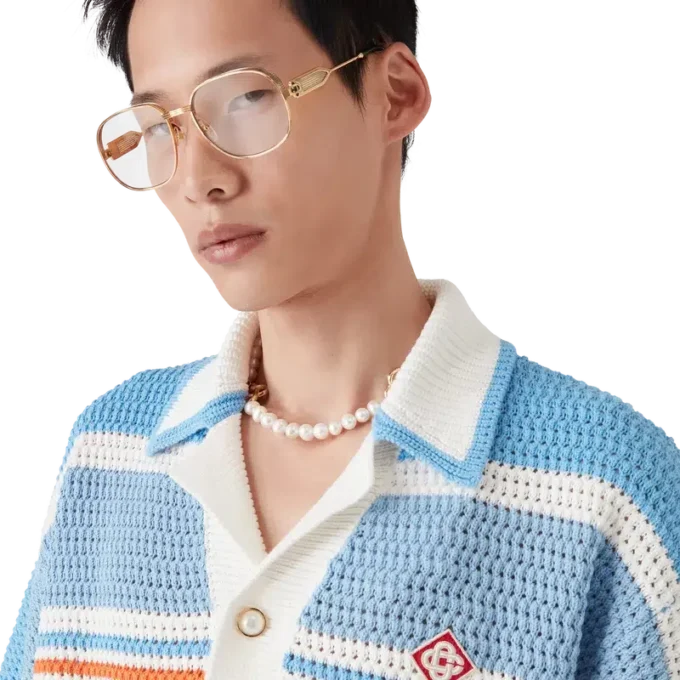 Camisas de ténis de algodão de croché de manga curta Camisas de ténis de algodão de croché de manga curta