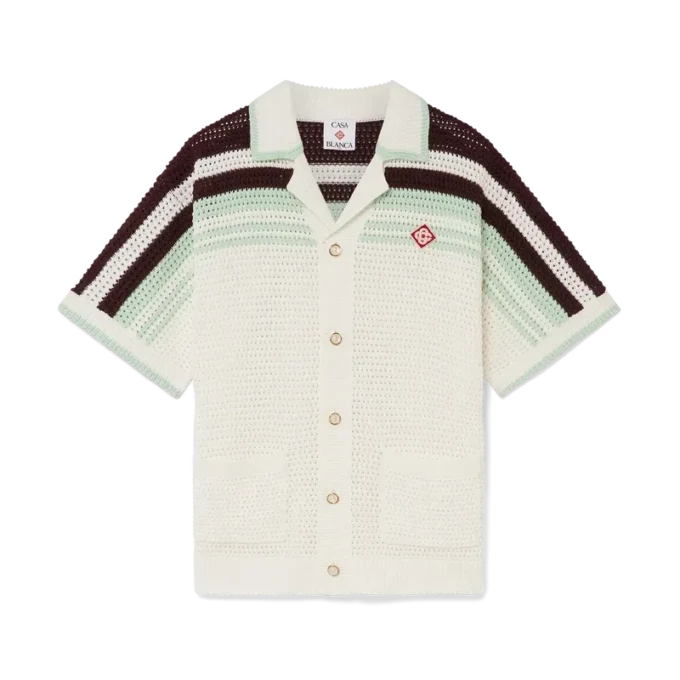 Camisas de ténis de algodão em croché de calções de manga curta Camisas de ténis de algodão em croché de calções de manga curta