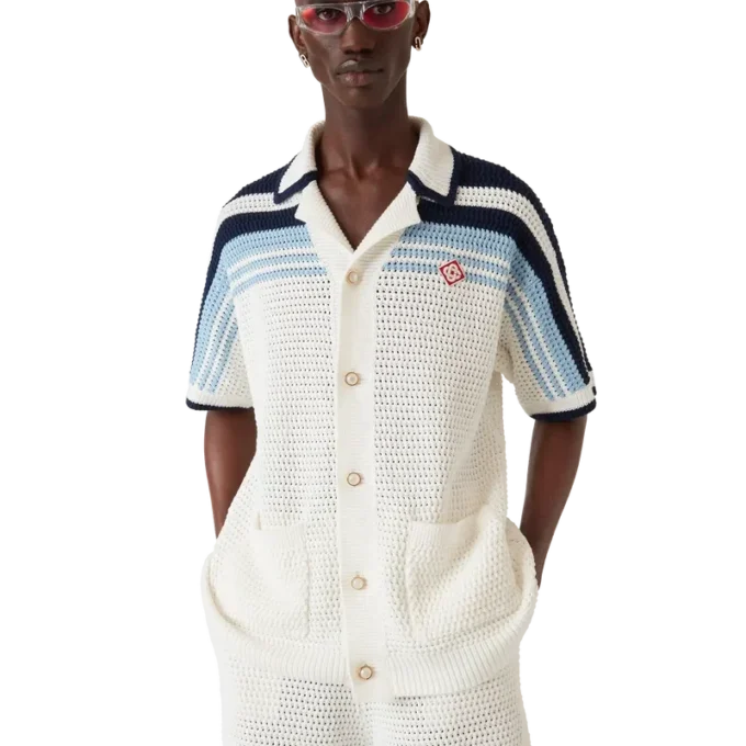 Camisas de ténis de algodão em croché de calções de manga curta