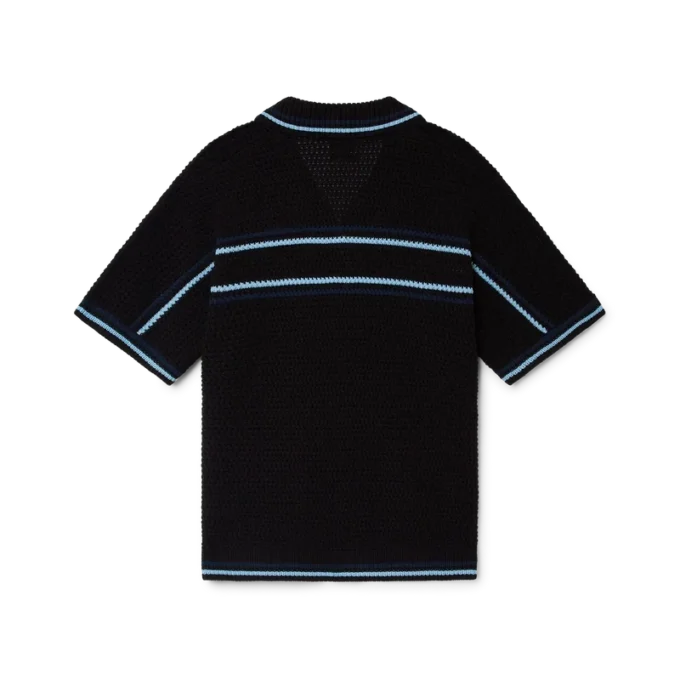 Camisas de ténis de algodão em croché de calções de manga curta Camisas de ténis de algodão em croché de calções de manga curta