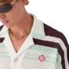 Camisas de ténis de algodão em croché de calções de manga curta Camisas de ténis de algodão em croché de calções de manga curta