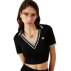 Camisas de viscose com decote em V