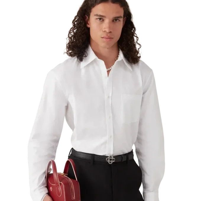 Camisas Oxford em Jacquard de Algodão com Monograma Camisas Oxford em Jacquard de Algodão com Monograma