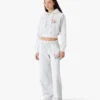 Camisola com capuz curta bordada cinzenta Camisola com capuz curta bordada cinzenta