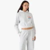 Camisola com capuz curta bordada cinzenta Camisola com capuz curta bordada cinzenta