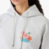 Camisola com capuz curta bordada cinzenta Camisola com capuz curta bordada cinzenta