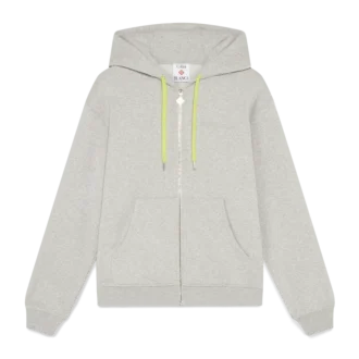 Camisola com capuz e fecho de correr em mistura de caxemira