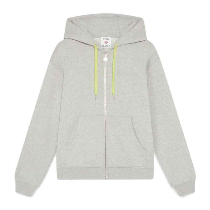 Camisola com capuz e fecho de correr em mistura de caxemira Camisola com capuz e fecho de correr em mistura de caxemira