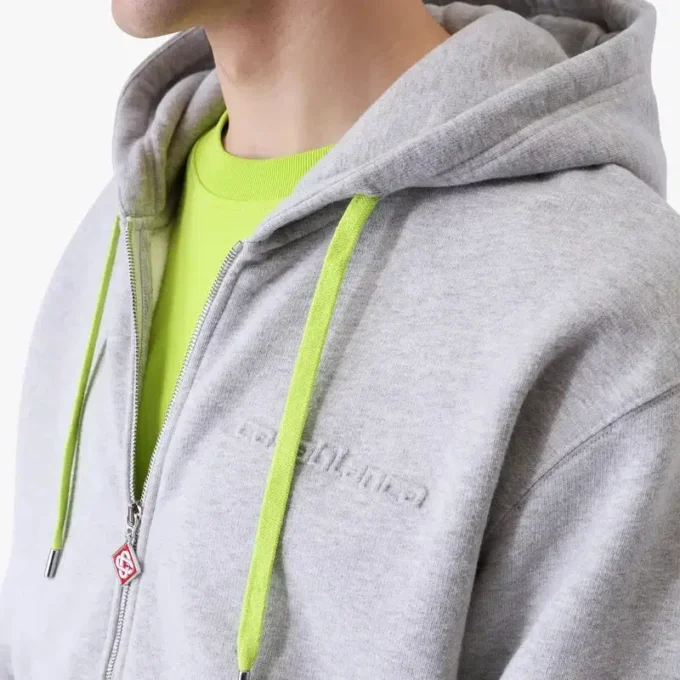 Camisola com capuz e fecho de correr em mistura de caxemira Camisola com capuz e fecho de correr em mistura de caxemira