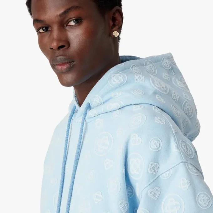 Camisola com capuz e monograma aplicado