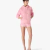Camisola com capuz em veludo rosa com monograma Camisola com capuz em veludo rosa com monograma