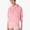 Camisola com capuz em veludo rosa com monograma Camisola com capuz em veludo rosa com monograma