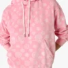 Camisola com capuz em veludo rosa com monograma Camisola com capuz em veludo rosa com monograma
