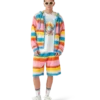 Camisola com capuz oversized com riscas felpudas Camisola com capuz oversized com riscas felpudas