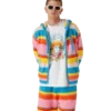 Camisola com capuz oversized com riscas felpudas Camisola com capuz oversized com riscas felpudas